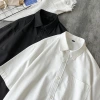Pure cotton short-sleeved shirt for men, loose and large-sized in summer, casual and versatile, solid-color college-style shirt, trendy outerwear details Picture